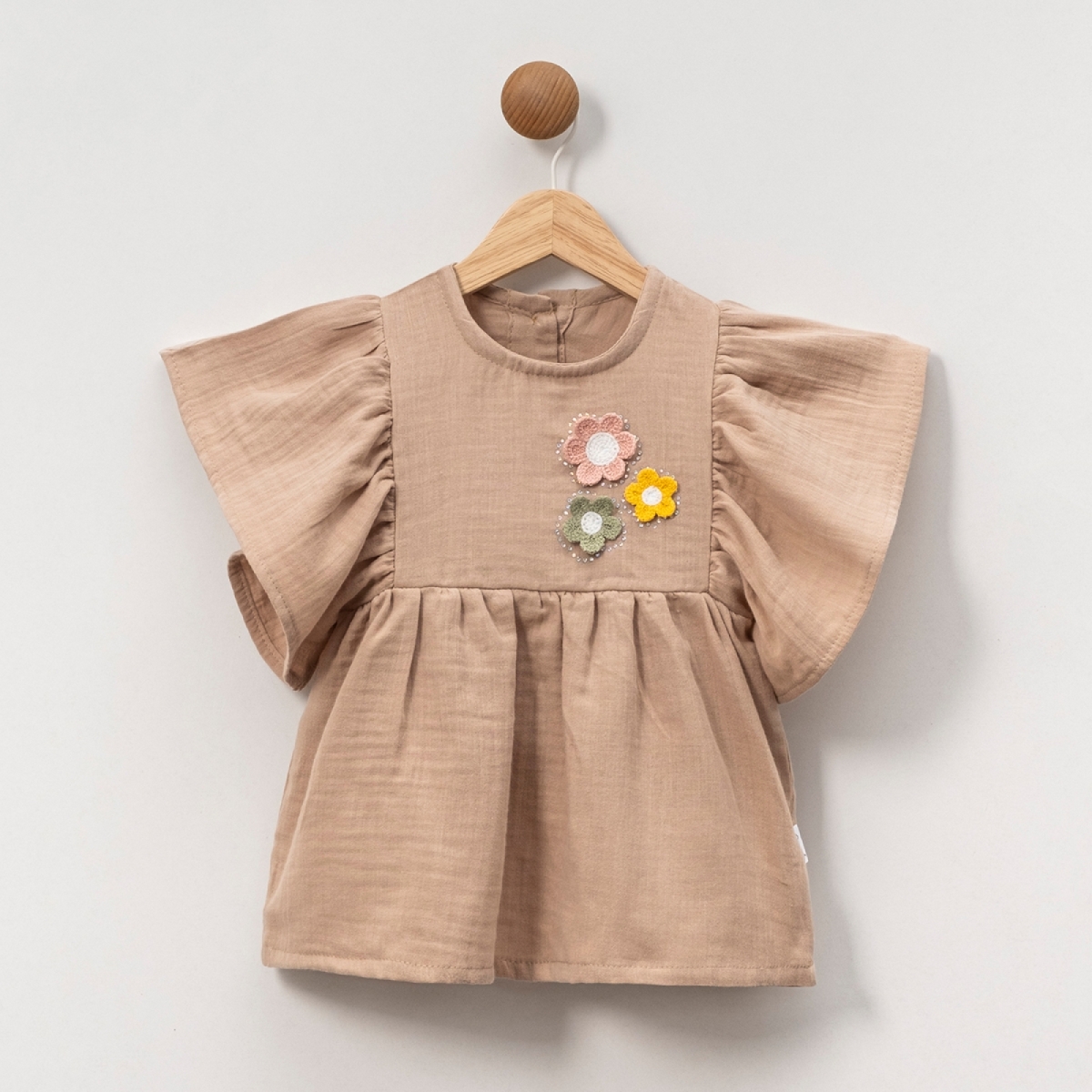 OVERDO KIZ ÇOCUK 1-4 YAŞ ÇİÇEK DETAYLI MÜSLİN ELBİSE