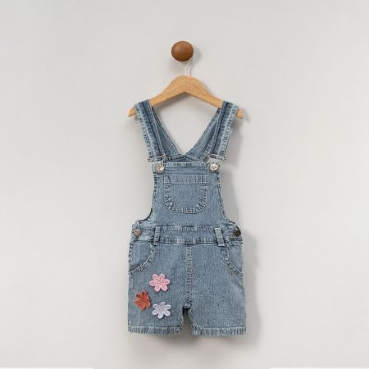 OVERDO KIZ ÇOCUK 1-4 YAŞ ÇİÇEK NAKIŞLI KOT ŞORT SALOPET