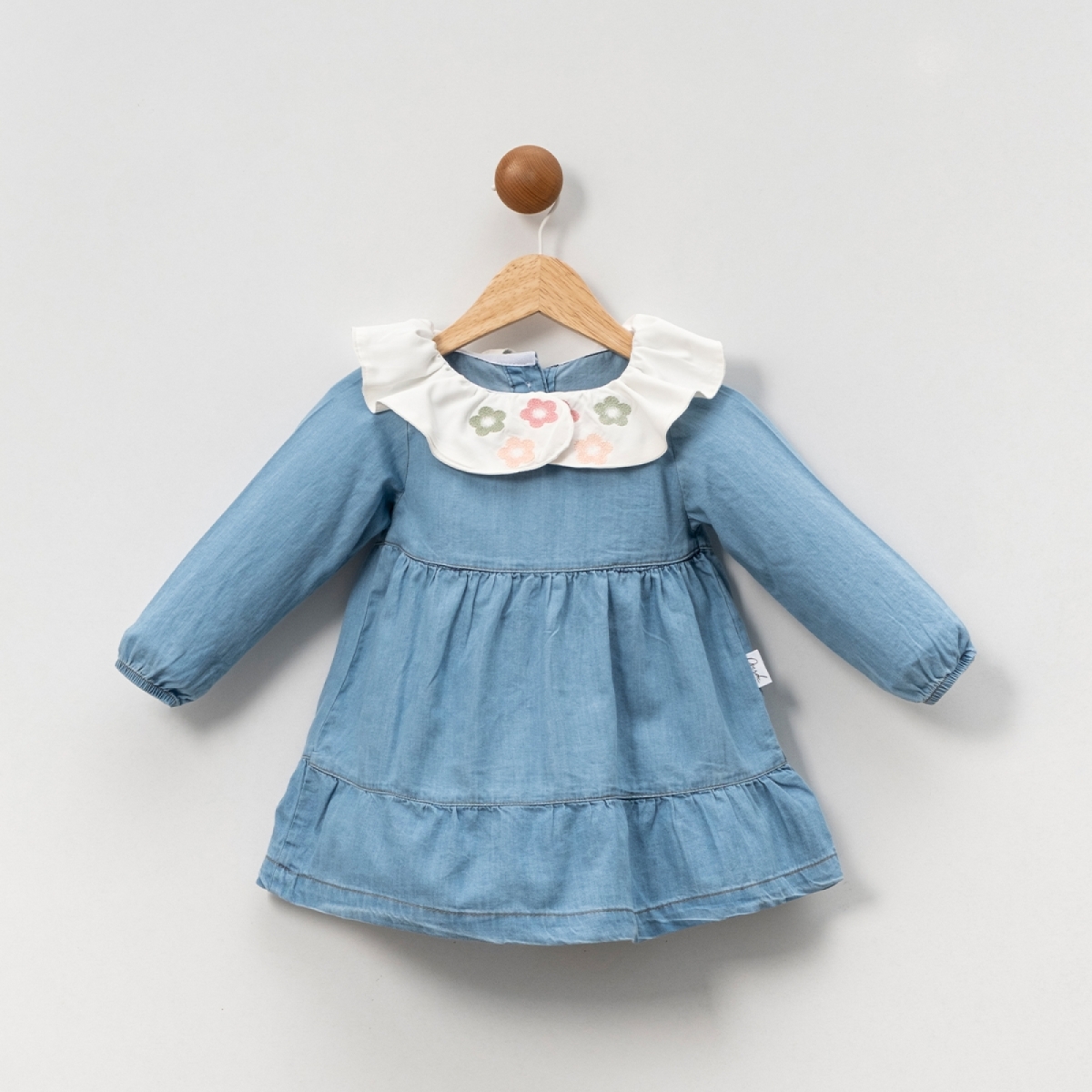 OVERDO KIZ ÇOCUK 1-4 YAŞ YAKASI NAKIŞLI KOT ELBİSE