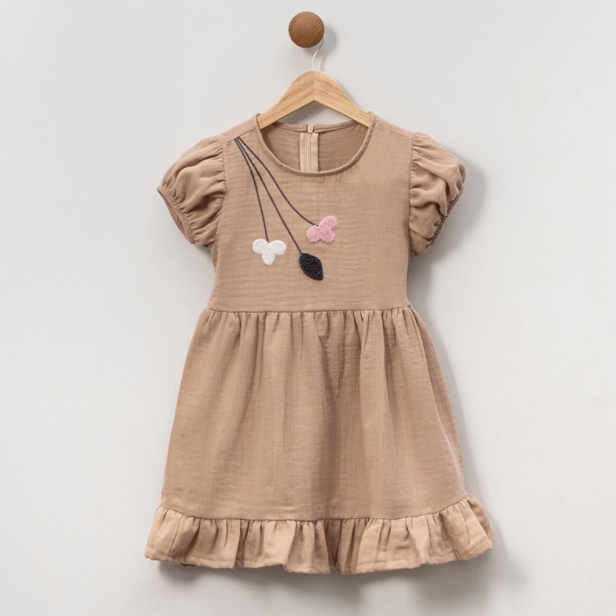 OVERDO KIZ ÇOCUK 5-8 YAŞ NAKIŞLI MÜSLİN ELBİSE