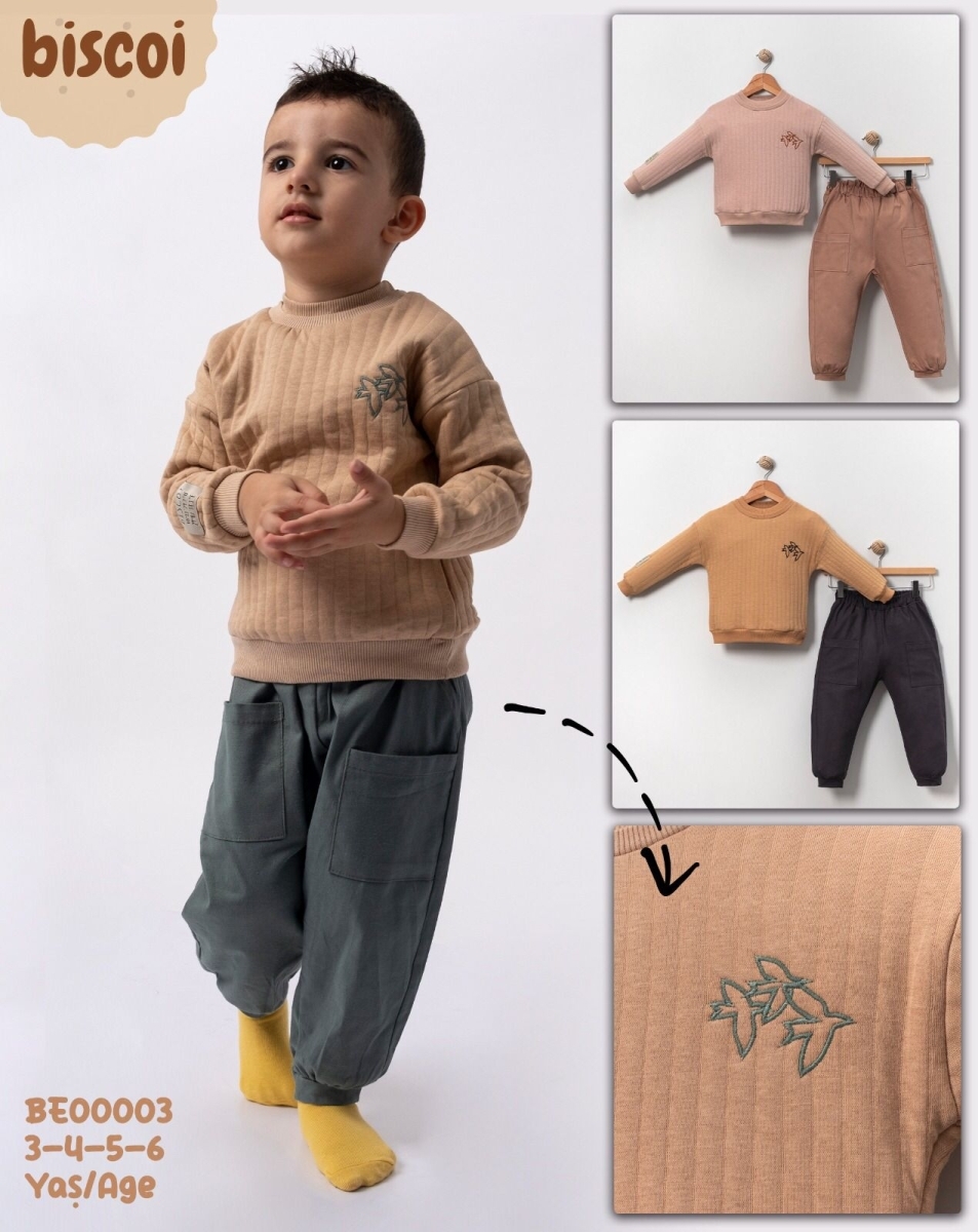 OVERSIZE KUŞ NAKIŞLI İKİLİ TAKIM