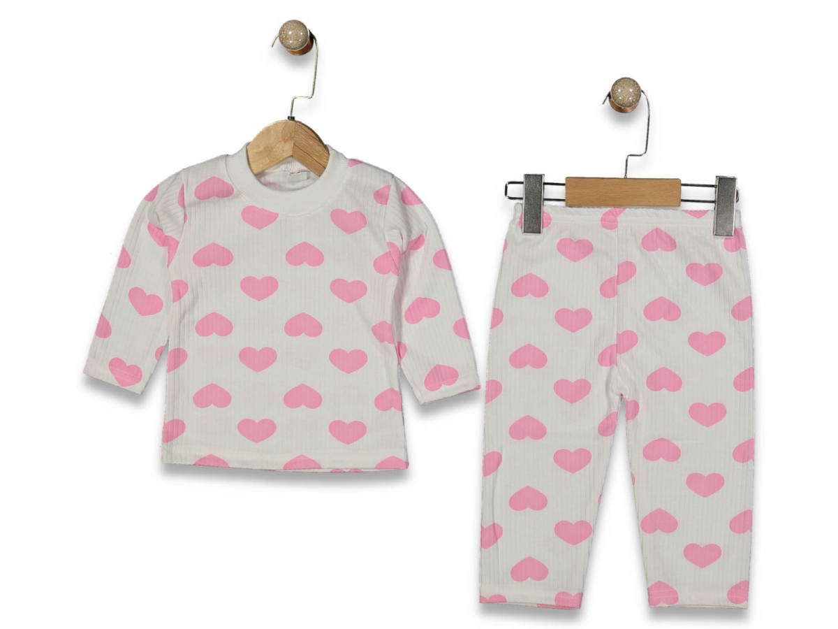 ÖZLEV 5036-KIZ 1/3 YAŞ RAPORLU KALPLİ PİJAMA TK