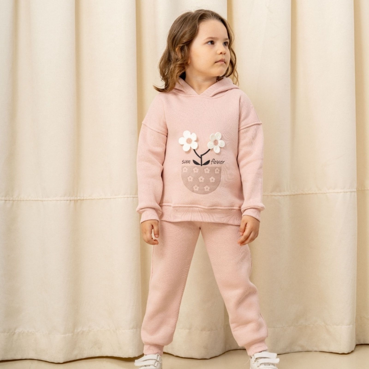 PAMPALKİDS 3283-KIZ 2/5 YAŞ SAKSILI ÇİÇEKLİ  ÜÇ İPLİK TAKIM