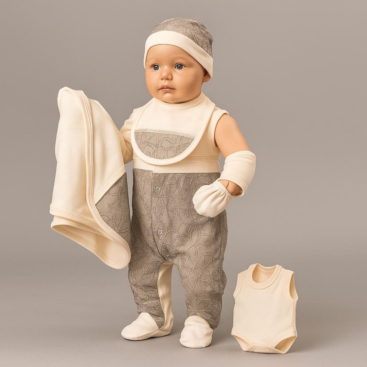 POİNT BABY 10145-KIZ 1/1 AY DANTEL ÇİÇEK DETAYLI 7 Lİ SET