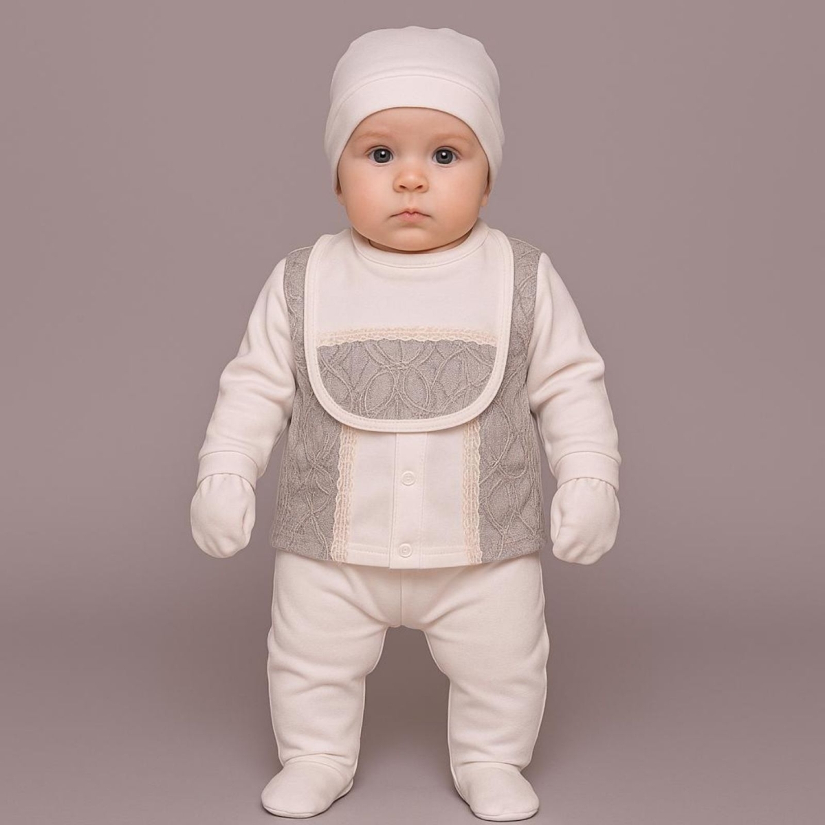 POİNT BABY 10148-KIZ 1/3 AY  KENAR DANTELLİ BEŞLİ ZIBIN SET