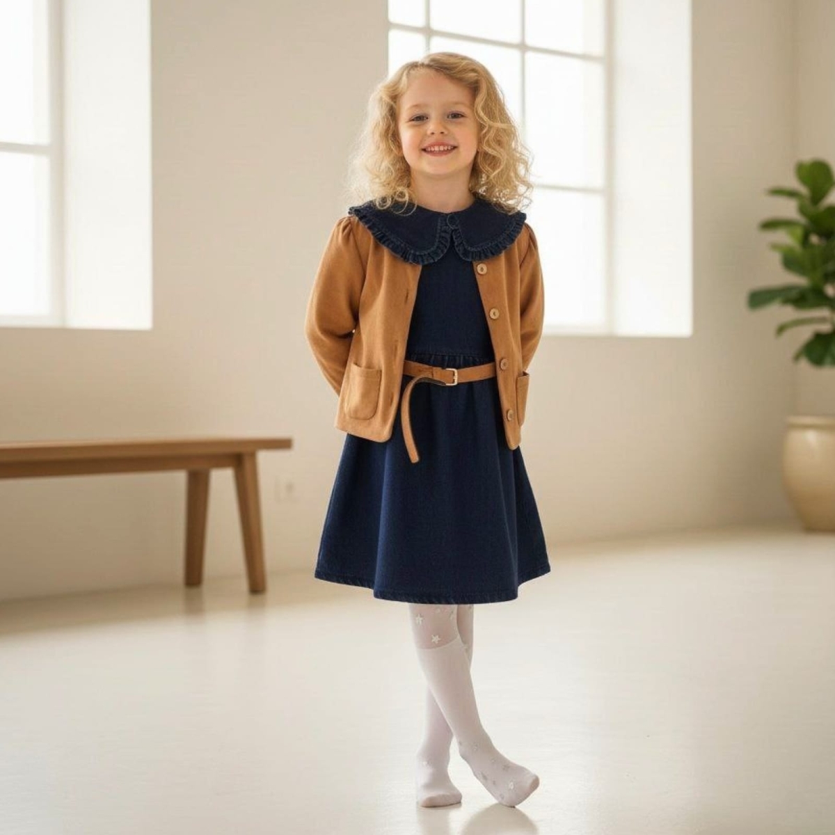 SÜET CEKETLİ KEMERLİ 3'LÜ KOT ELBİSE