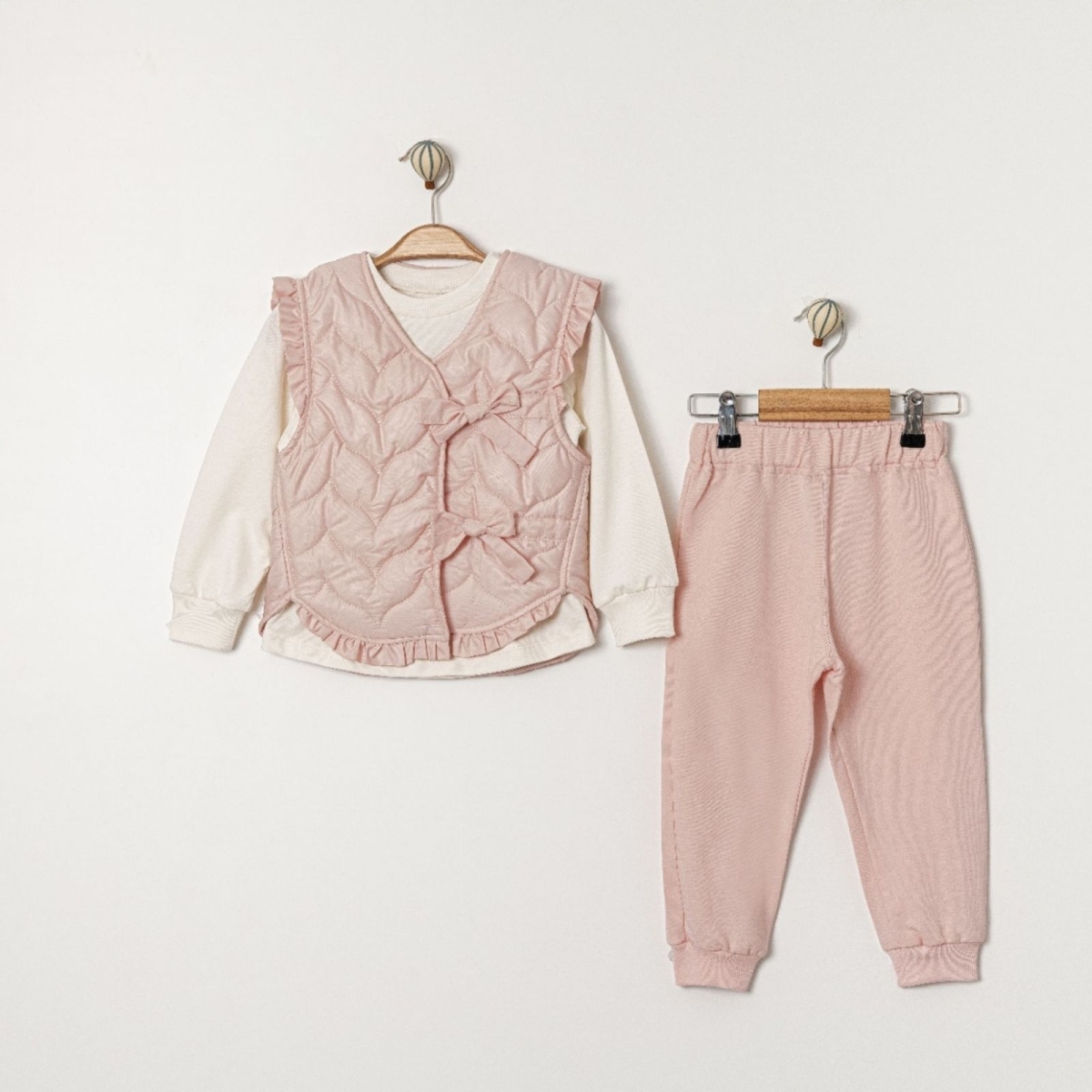 TİTİMİX KİDS 25111-KIZ 9/24 AY ÖNÜ BAĞLAMALI ÜÇLÜ TAKIM