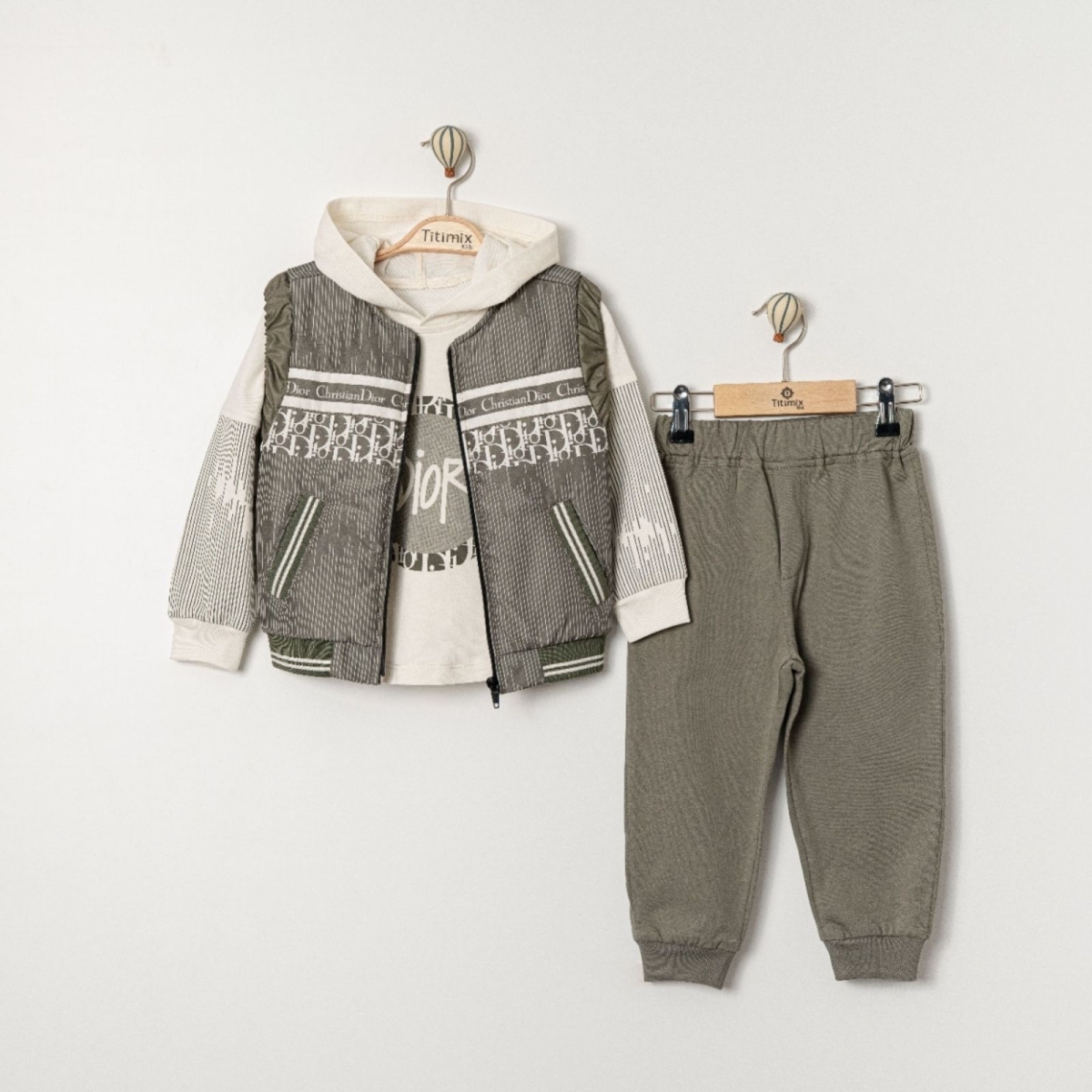 TİTİMİX KİDS 25324-ERKEK 9/24 AY CHRİSTİAN DİOR DİJİTAL ÜÇLÜ TAKIM