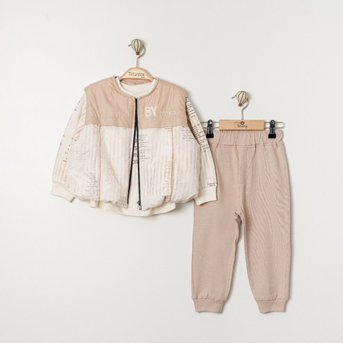 TİTİMİX KİDS 25326-ERKEK 9/24 AY BY TİTİMİX NAKIŞLI ÜÇLÜ TAKIM