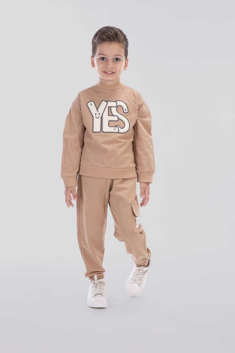 TUFFY YES BASKILI ERKEK ÇOCUK İKİLİ TAKIM