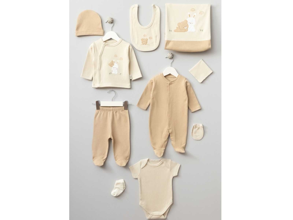 UNISEX 0/3 AY AYI VE TAVŞAN 10 PARÇA ZIBIN SETİ