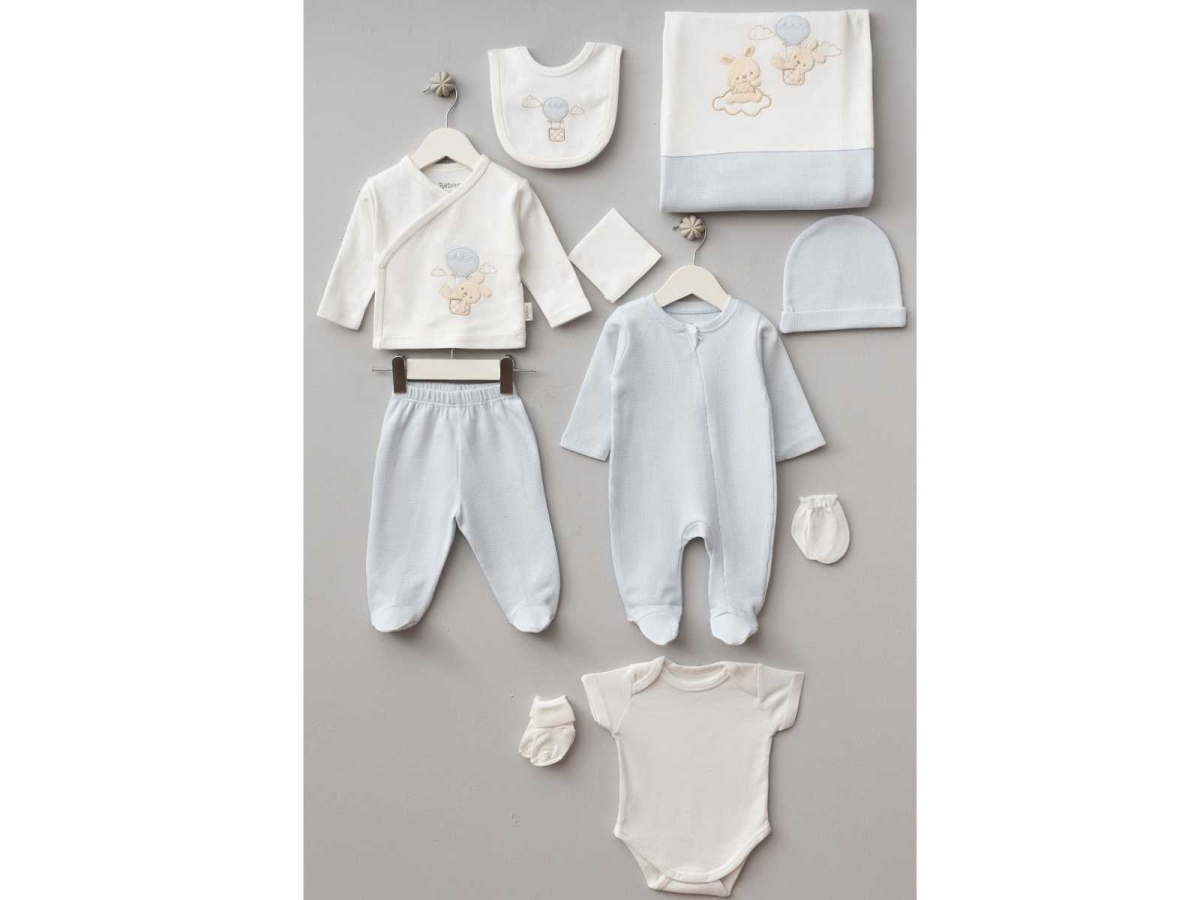 UNISEX 0/3 AY BALONLU TAVŞAN 10 PARÇA ZIBIN SETİ