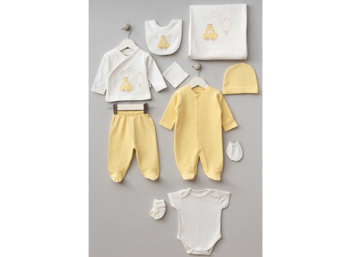 UNISEX 0/3 AY BAVULLU ARABA 10 PARÇA ZIBIN SETİ