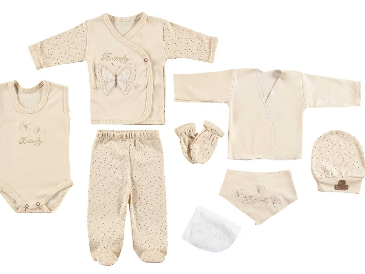 UNISEX 0/3 AY BUTTERFLY 8 Lİ ORGANİK LÜX ZIBIN SET
