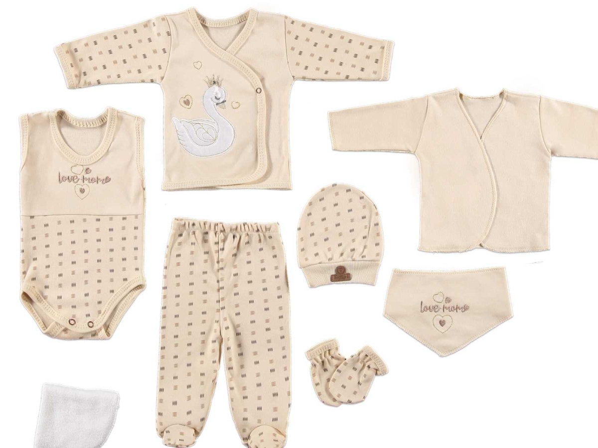 UNISEX 0/3 AY KUĞULU 8 Lİ ORGANİK LÜX ZIBIN SET