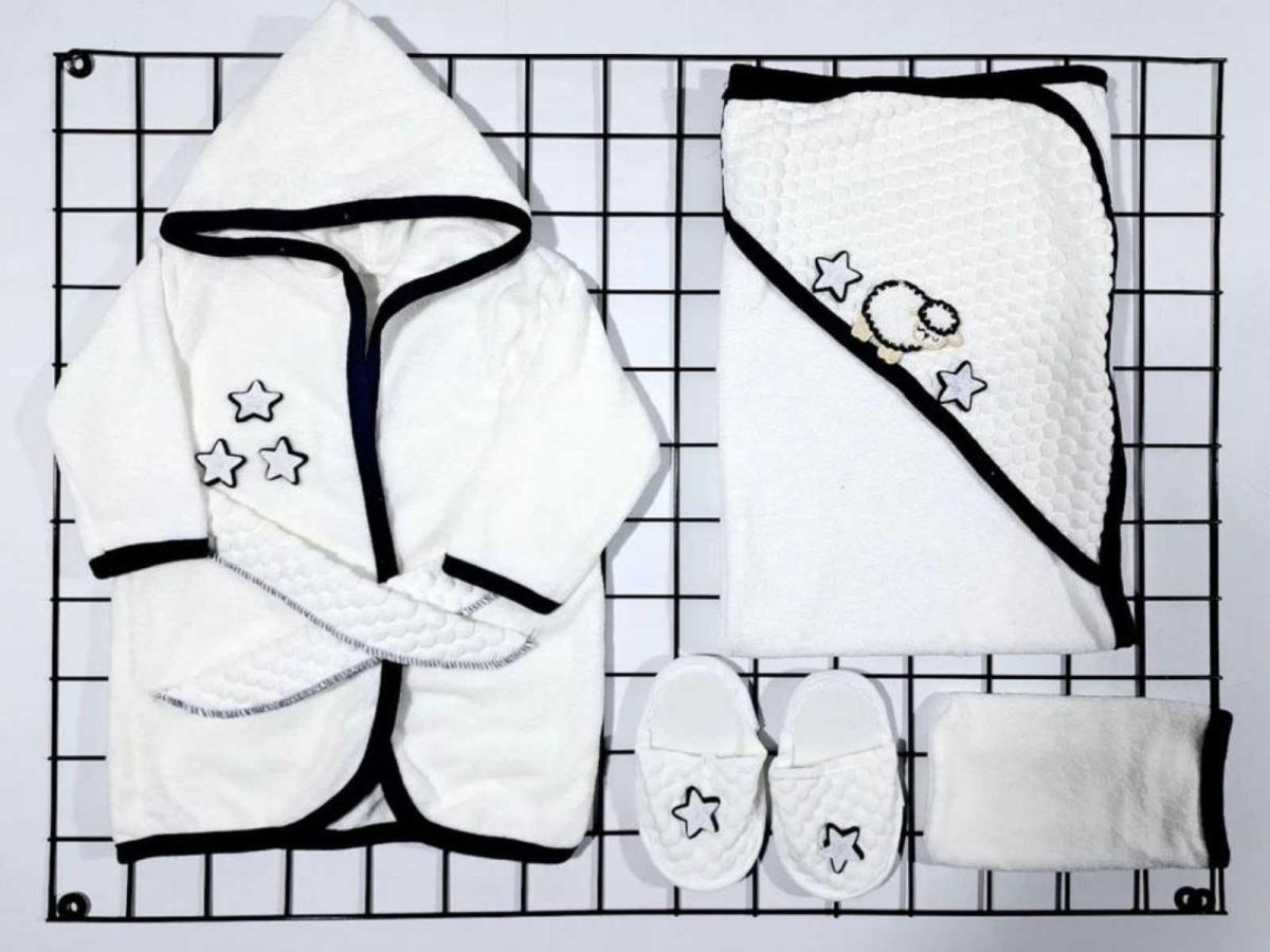 UNISEX 0/3 AY NOHUT KUZULU LÜX BORNOZ SETİ