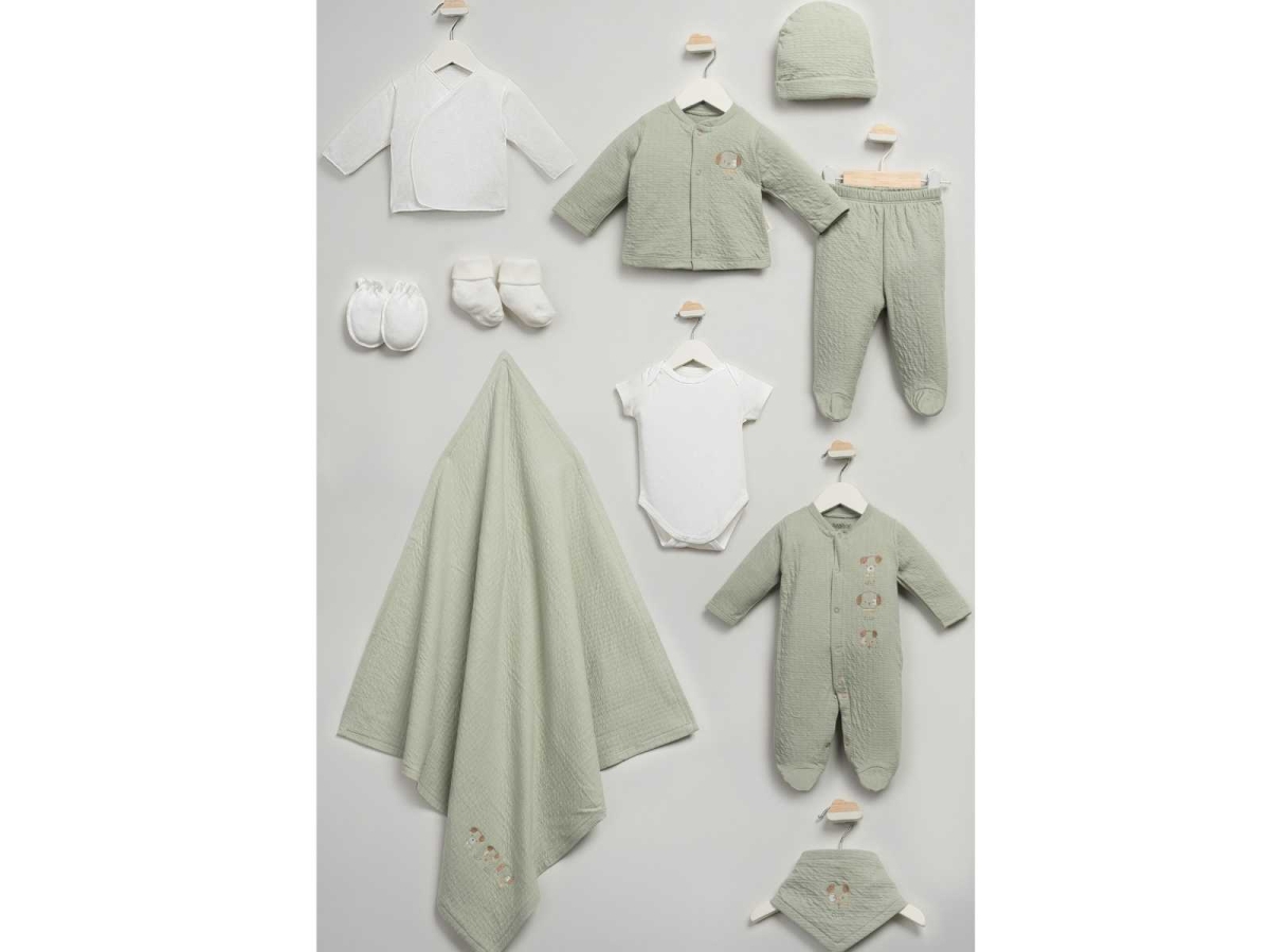 UNISEX 0/3 AY SEVİMLİ KÖPEK 10 PARÇA ZIBIN SETİ