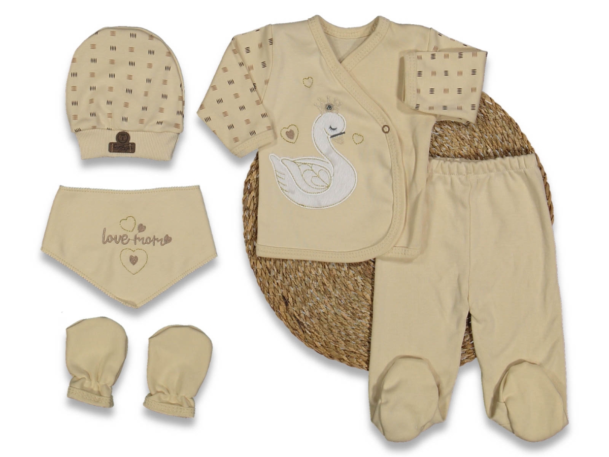 UNISEX 0/3Ay AY 5Lİ ORGANİK KUĞU LÜX ZIBIN SET