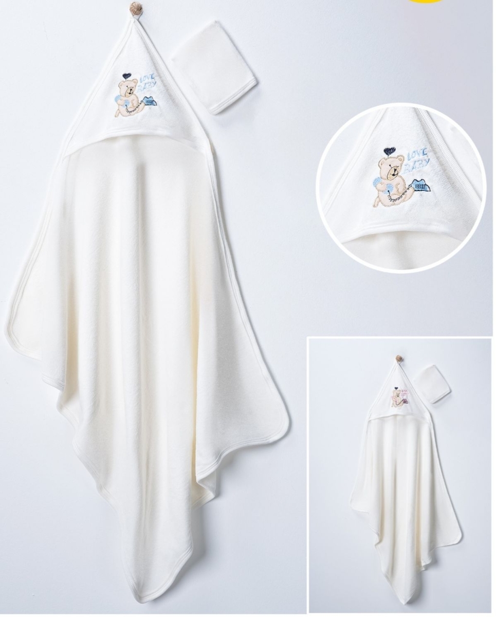 UNISEX 1/12 AY LOVE AYICIK NAKIŞLI ÇİFT KAT HAVLU