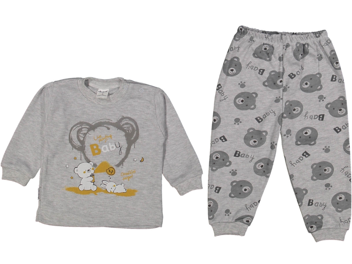 UNISEX 12/18 AY BABY BEAR BASKILI PİJAMA TAKIM