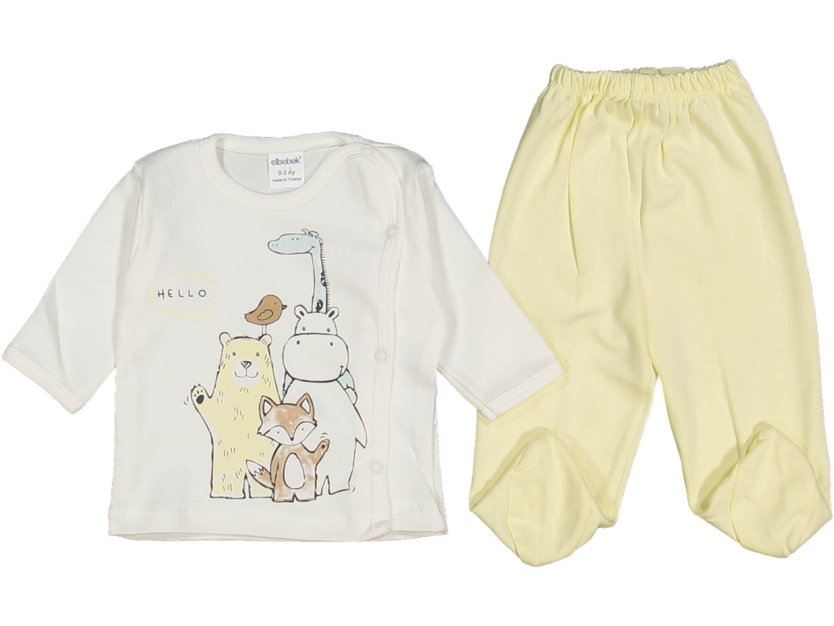 UNISEX 1/3 AY HELLO HAYVAN BASKILI 2&#039;Lİ TAKIM