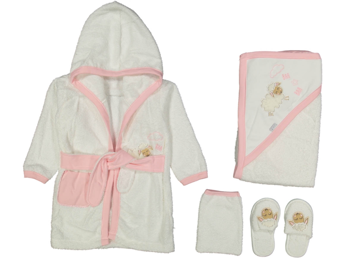 UNISEX 1/3 AY KUZU NAKIŞLI BORNOZ SET