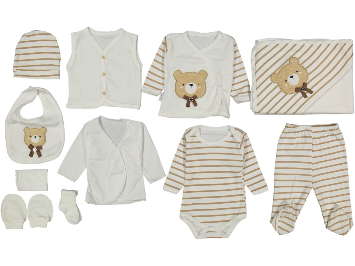 UNISEX 1/3 AY LÜX AYI NAKIŞLI ÇİZGİLİ 11 Lİ ZIBIN SET