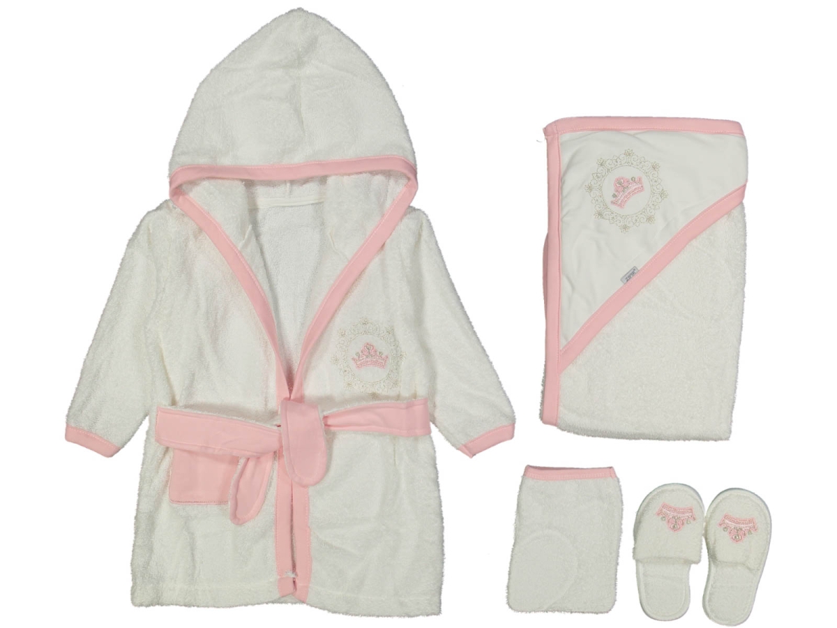 UNISEX 1/3 AY TAÇ NAKIŞLI BORNOZ SET