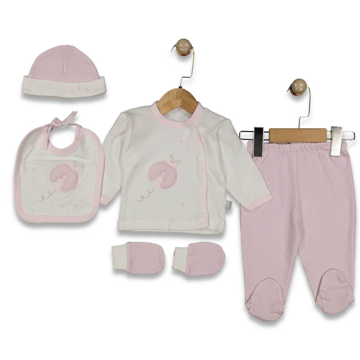 UNISEX 1/3 AY UĞUR BÖCEKLİ ASKILI 5Lİ SET