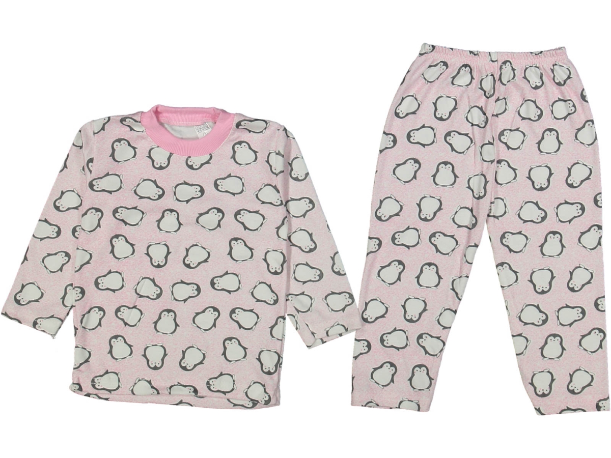 UNİSEX 1/3 YAŞ PENGUEN DESENLİ PİJAMA TAKIM