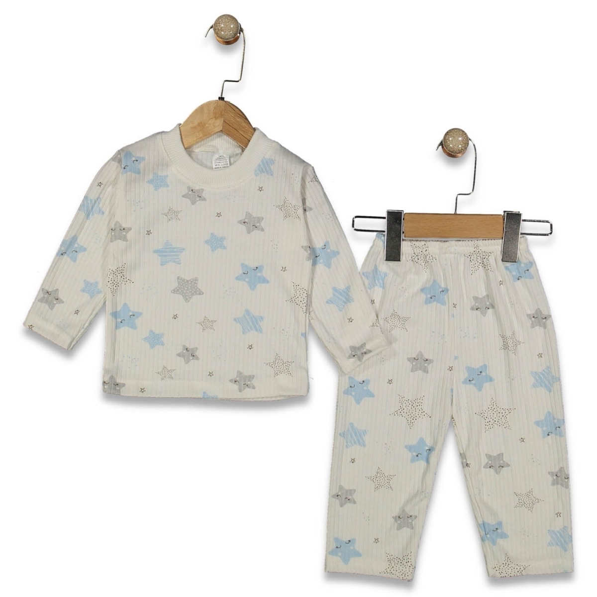 UNISEX 1/3 YAŞ RAPORLU YILDIZ DESEN PİJAMA