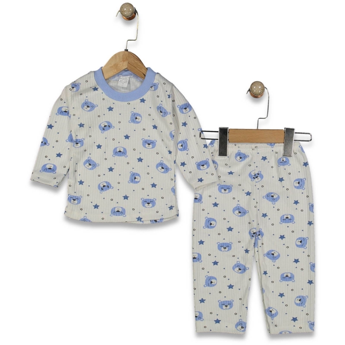 UNISEX 1/3 YAŞ RAPORLU YILDIZLI AYI PİJAMA