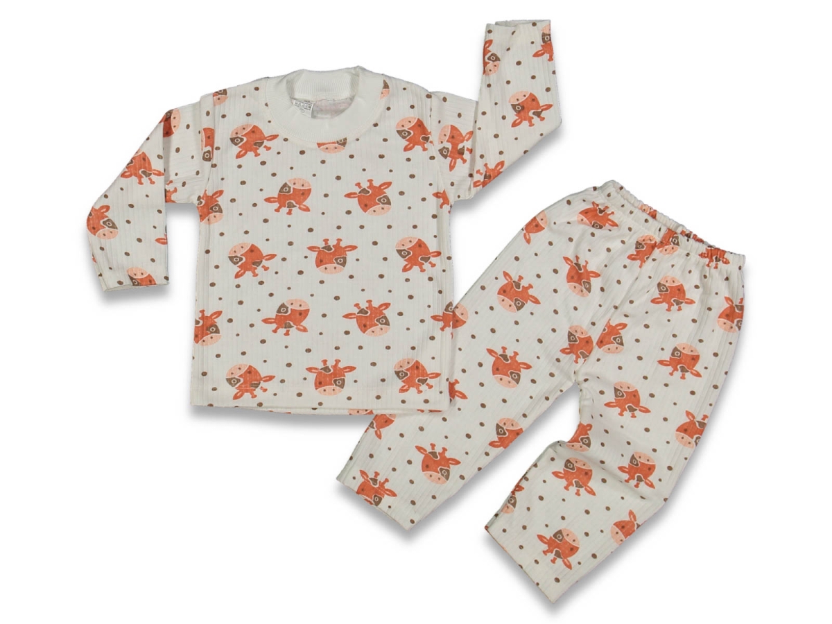 UNİSEX 1/3 YAŞ ZÜRAFA BASKILI PİJAMA TAKIM