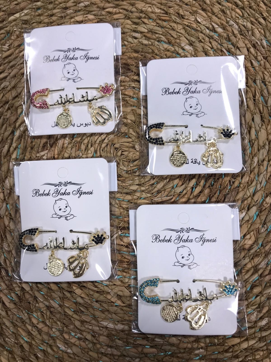 UNISEX 1/6 AY BÜYÜK TAŞLI MAŞALLAH YAKA İĞNESİ ARA