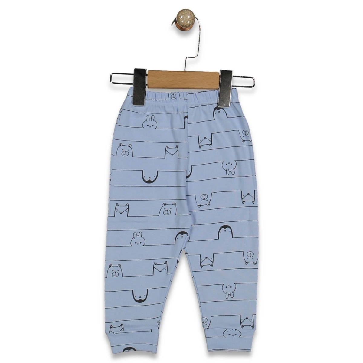 UNISEX 1/9 AY ÇİZGİLİ HAYVAN DESENLİ MANSETLİ TEK