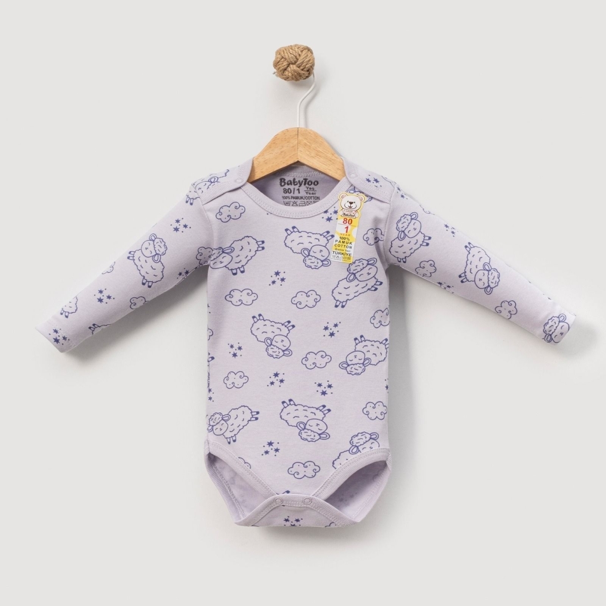 UNISEX 1/9 AY KUZU DESENLİ KUCUK UZUNKOL BADİ