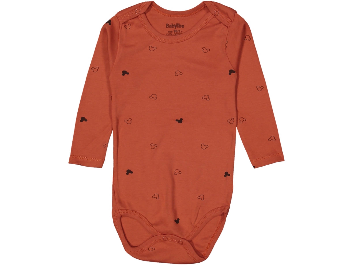UNISEX 1/9 AY MİCKEY DESENLİ KÜÇÜK UZUN KOL BADİ