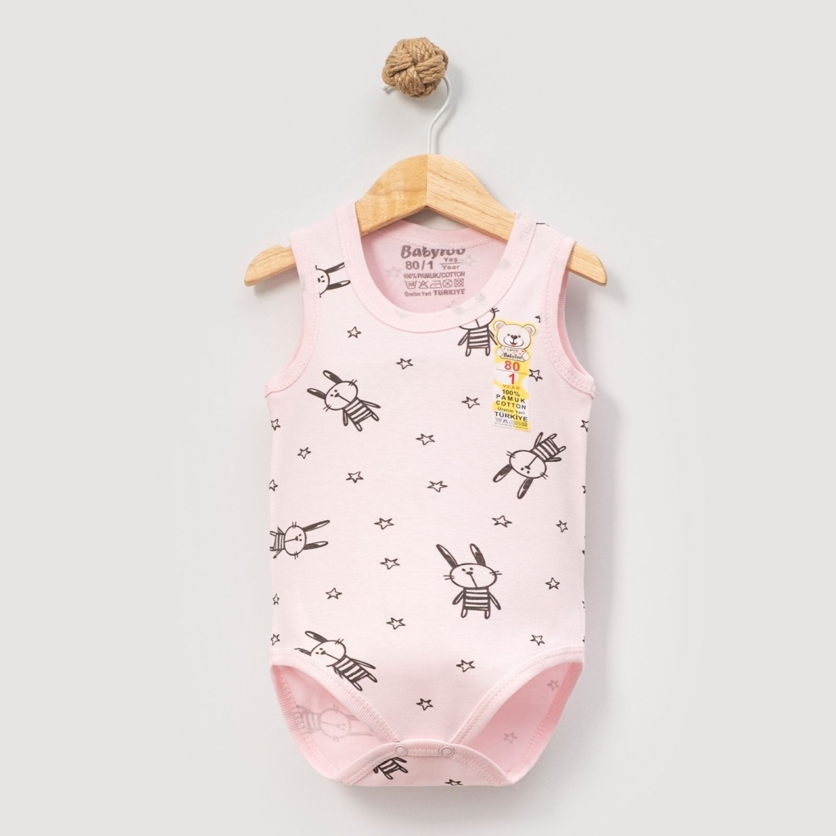 UNISEX 1/9 AY YİLDİZ TAVSAN DESENLİ KUCUK KOLSUZ B