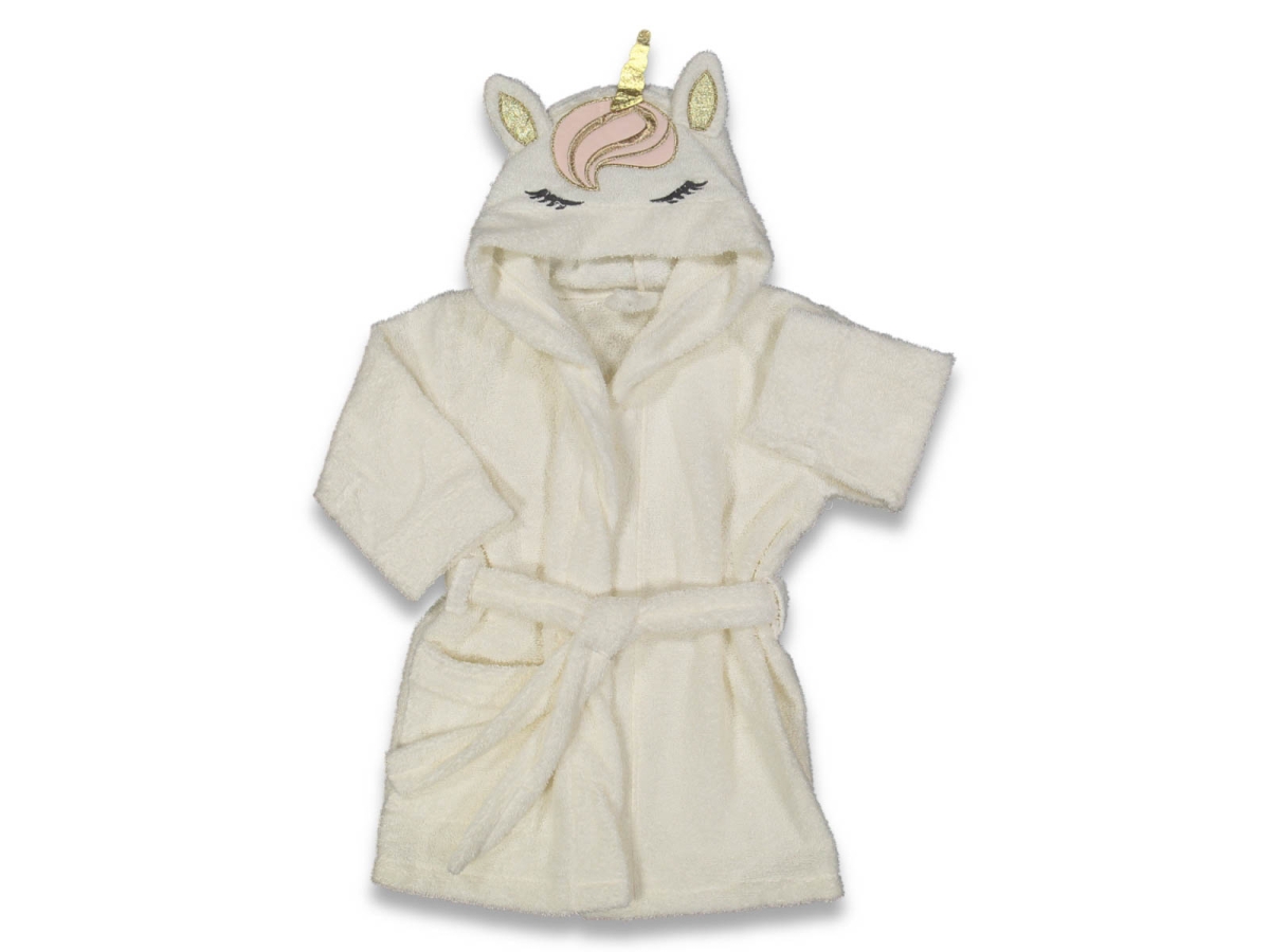 UNISEX 2/7 YAŞ UNICORN KAPŞONLU DOKUMA BORNOZ