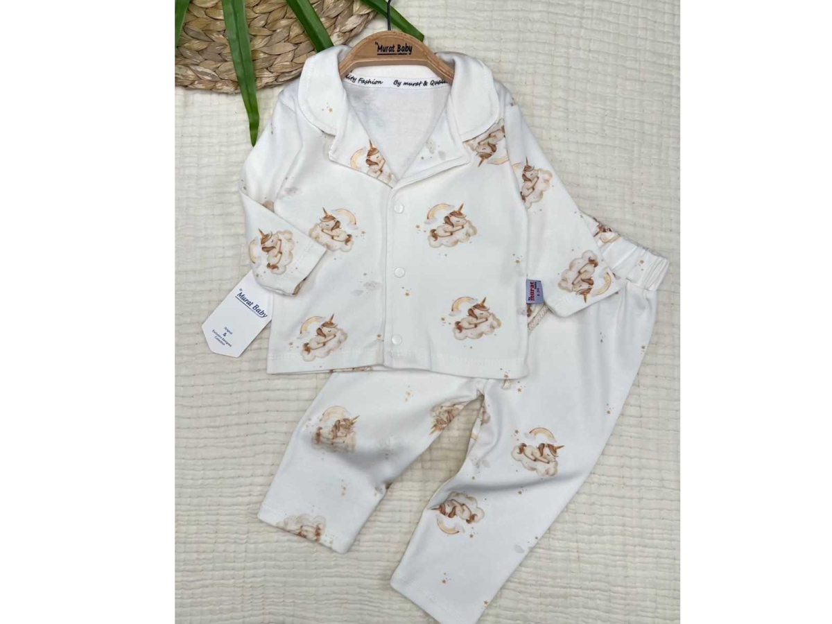 UNİSEX 3/12 AY AT BULUT YILDIZ BASKLI TULUM