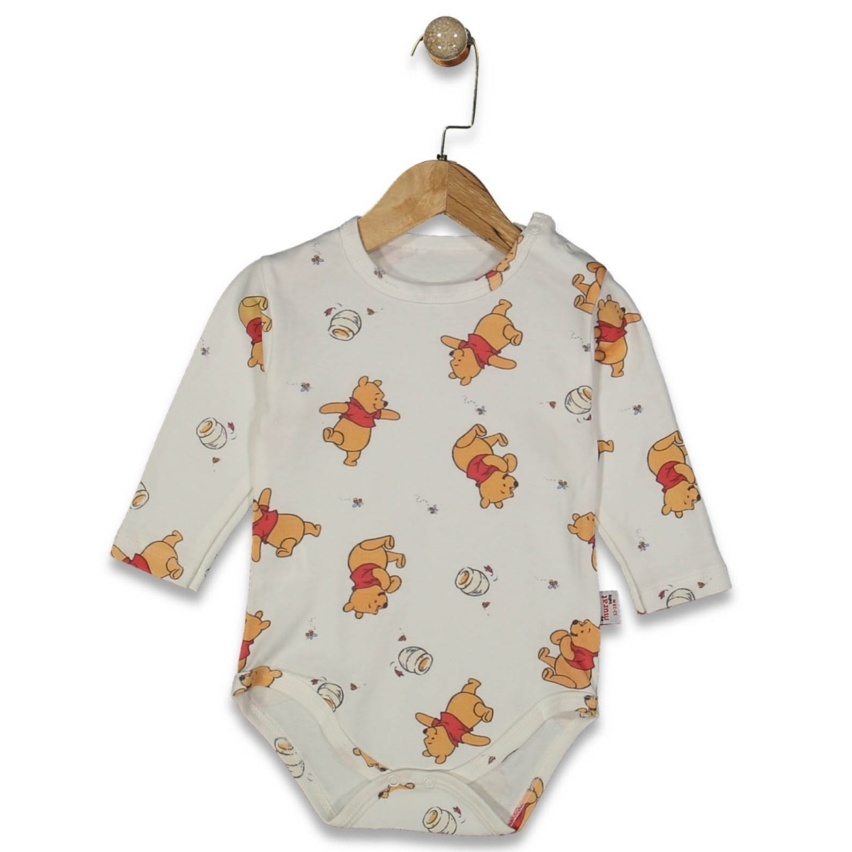 UNİSEX 3/18 AY BAL ARI AYI BASKILI  ÇITÇITLI BADİ