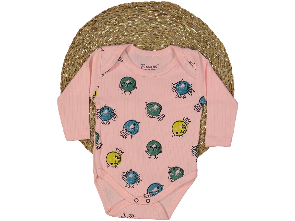 UNISEX 3/18 AY KUŞ BASKILI UZUN KOL BADİ