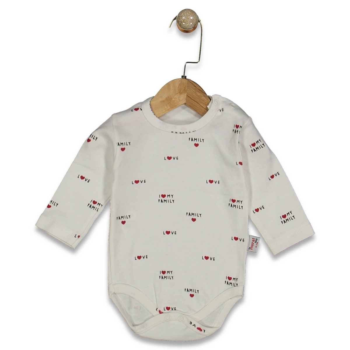 UNİSEX 3/18 AY LOVE FAMILY BASKILI  ÇITÇITLI BADİ