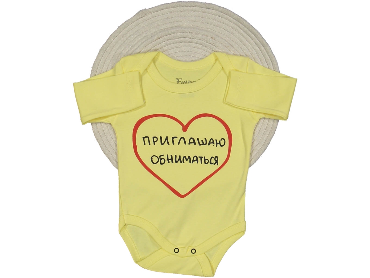 UNISEX 3/18 AY RUSÇA KALP BASKILI UZUN KOL BADİ