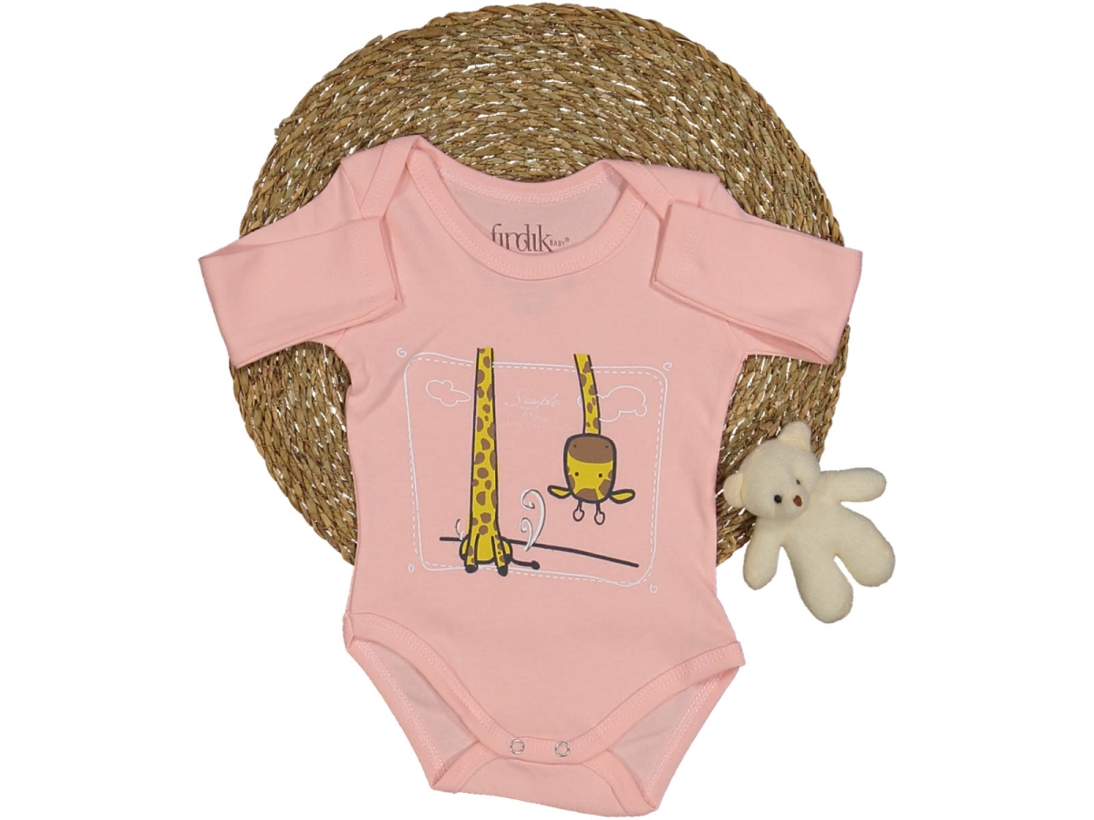 UNISEX 3/18 AY ZÜRAFA BASKILI UZUN KOL BADİ