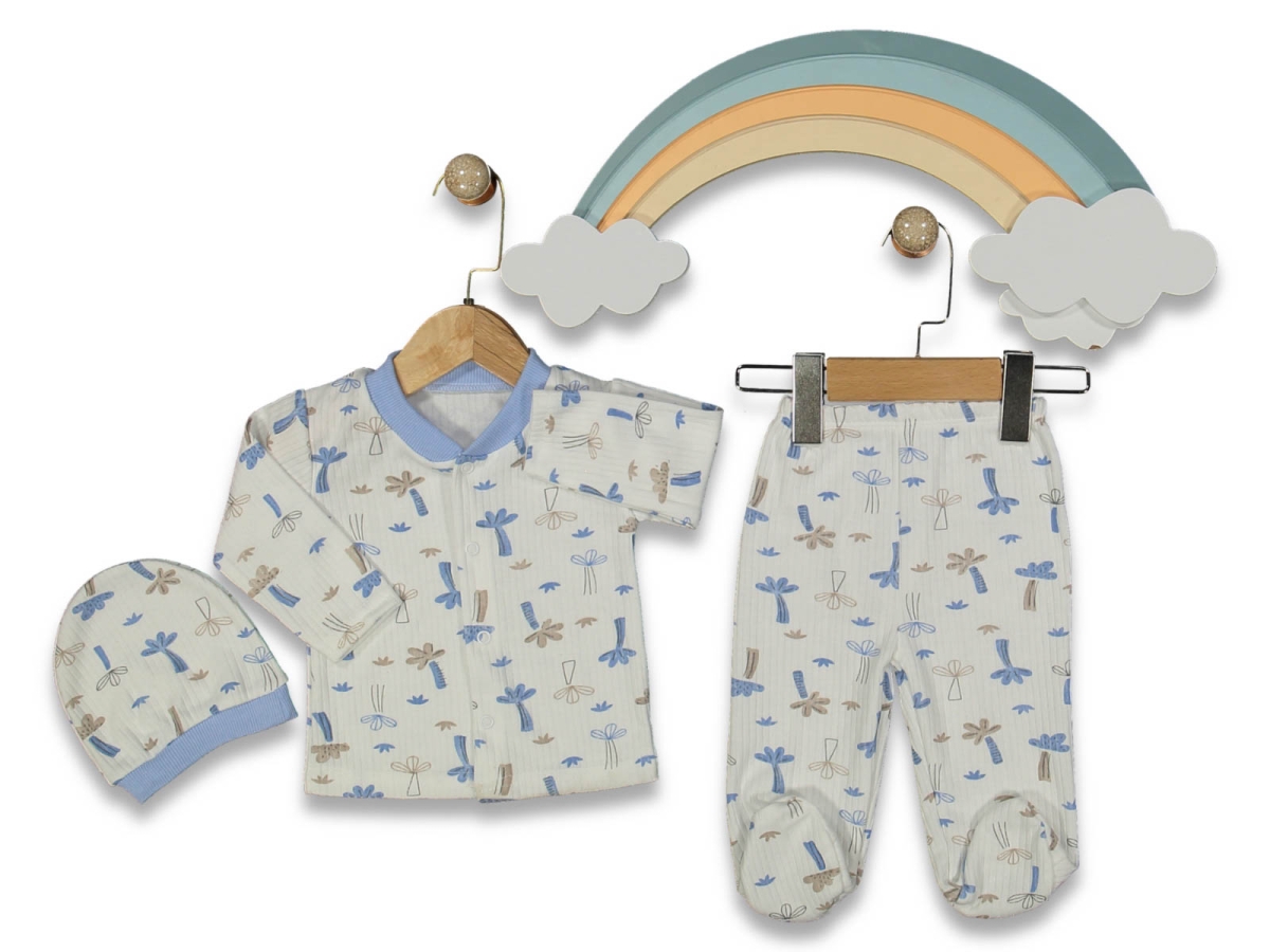 UNISEX 3/3 AY PALMİYE DESEN PJAMA TAKIM