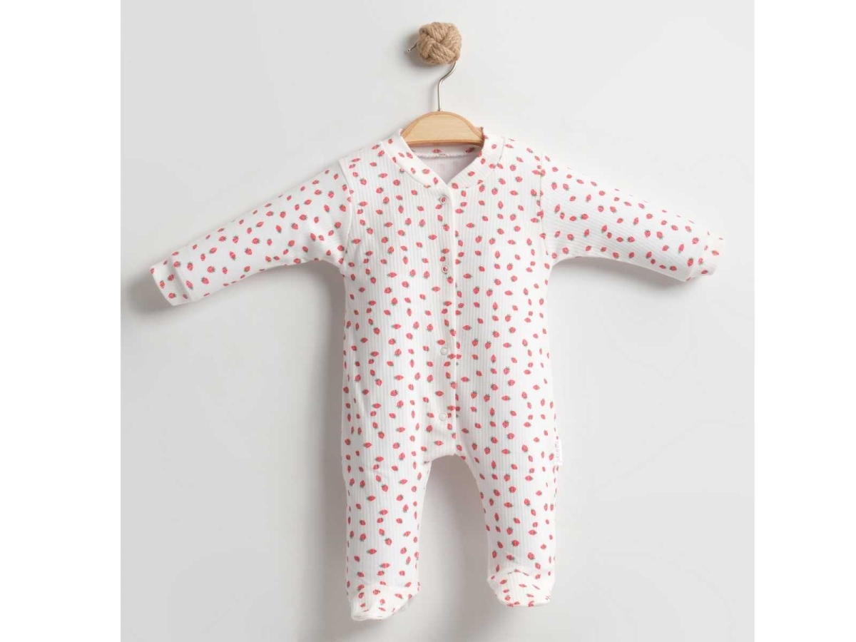 UNISEX 3/6  AY ÇİLEK BASKILI TULUM