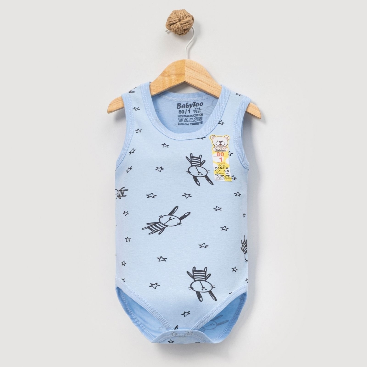 UNISEX 3/6 YAŞ YİLDİZ TAVSAN DESENLİ KOLSUZ BADİ