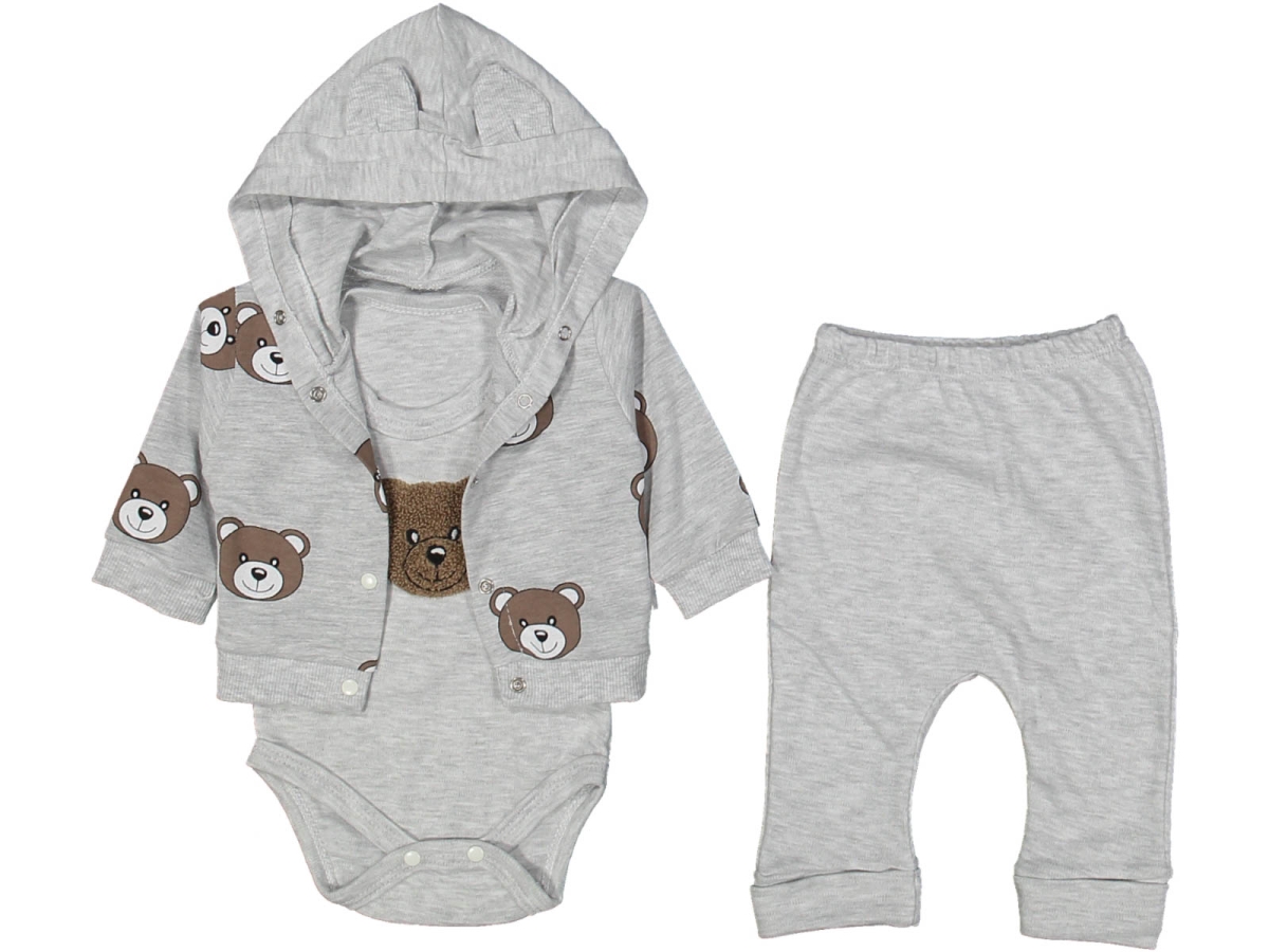 UNISEX 3/9 AY AYICIK BASKILI BADİLİ ÜÇLÜ TAKIM