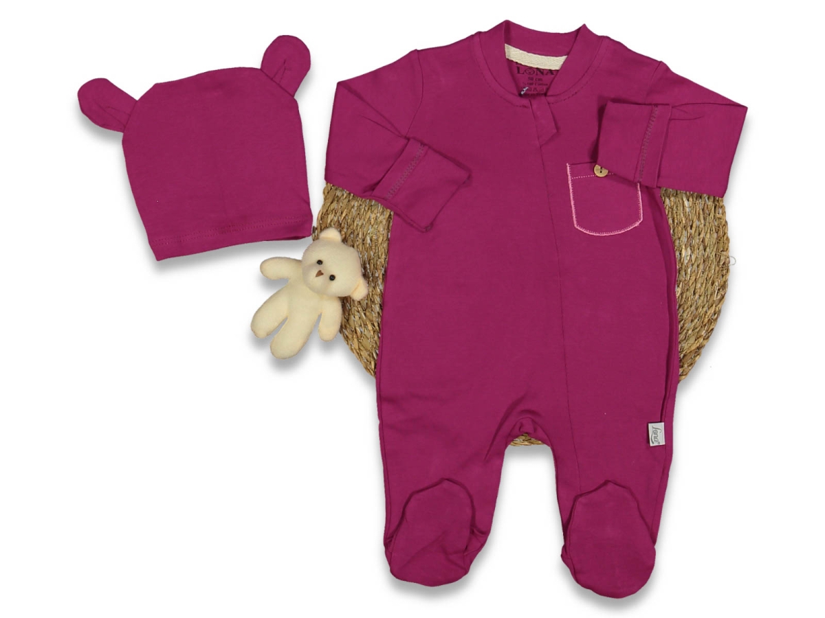 UNISEX 3/9 AY KENDİNDEN ELDİVENLİ ŞAPKALI TULUM